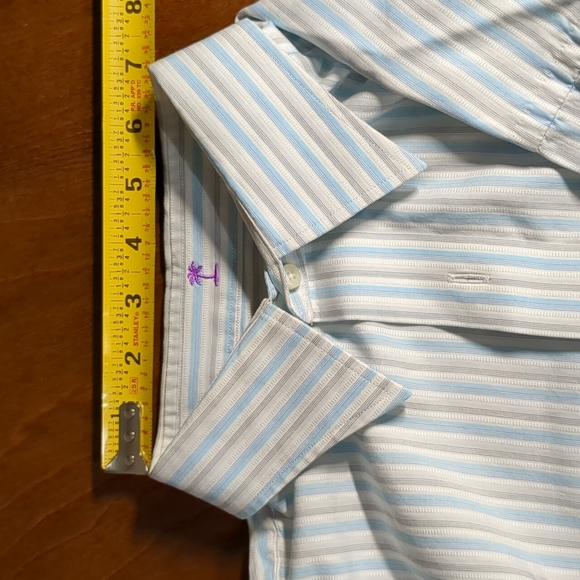 Blue and White Striped Oxford Style Shirt Tommy Bahama - Picture 12 of 17